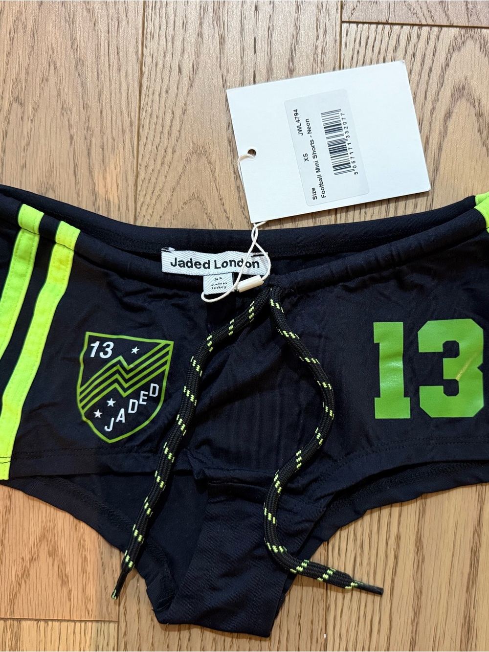 Jaded London Black & Neon Green Swim Shorts